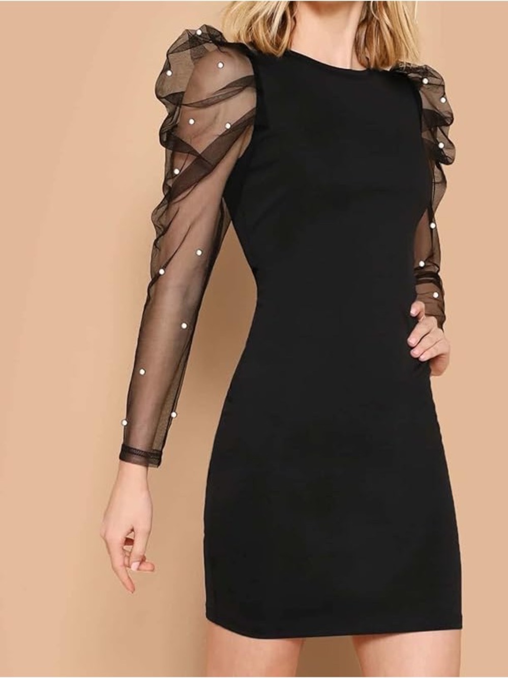 Black Pearl-Embellished Dress